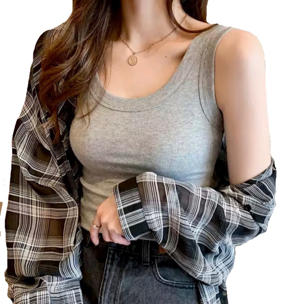 New ribbed High Round neck cropped TANK TOP women’s trend